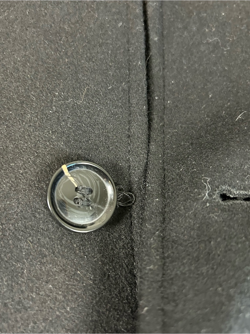 Cole Haan Men's Black Single-Breasted Wool Blend Pea Coat - Picture 3 of 11